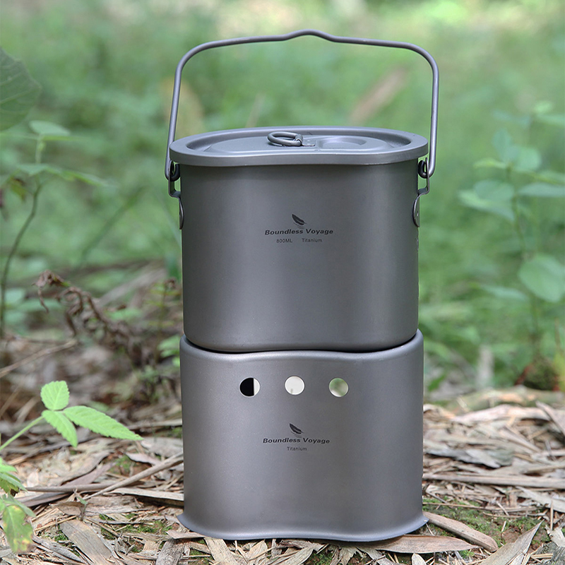 Camping Cooking Books - Boundless Voyage Titanium Cookware Set Outdoor