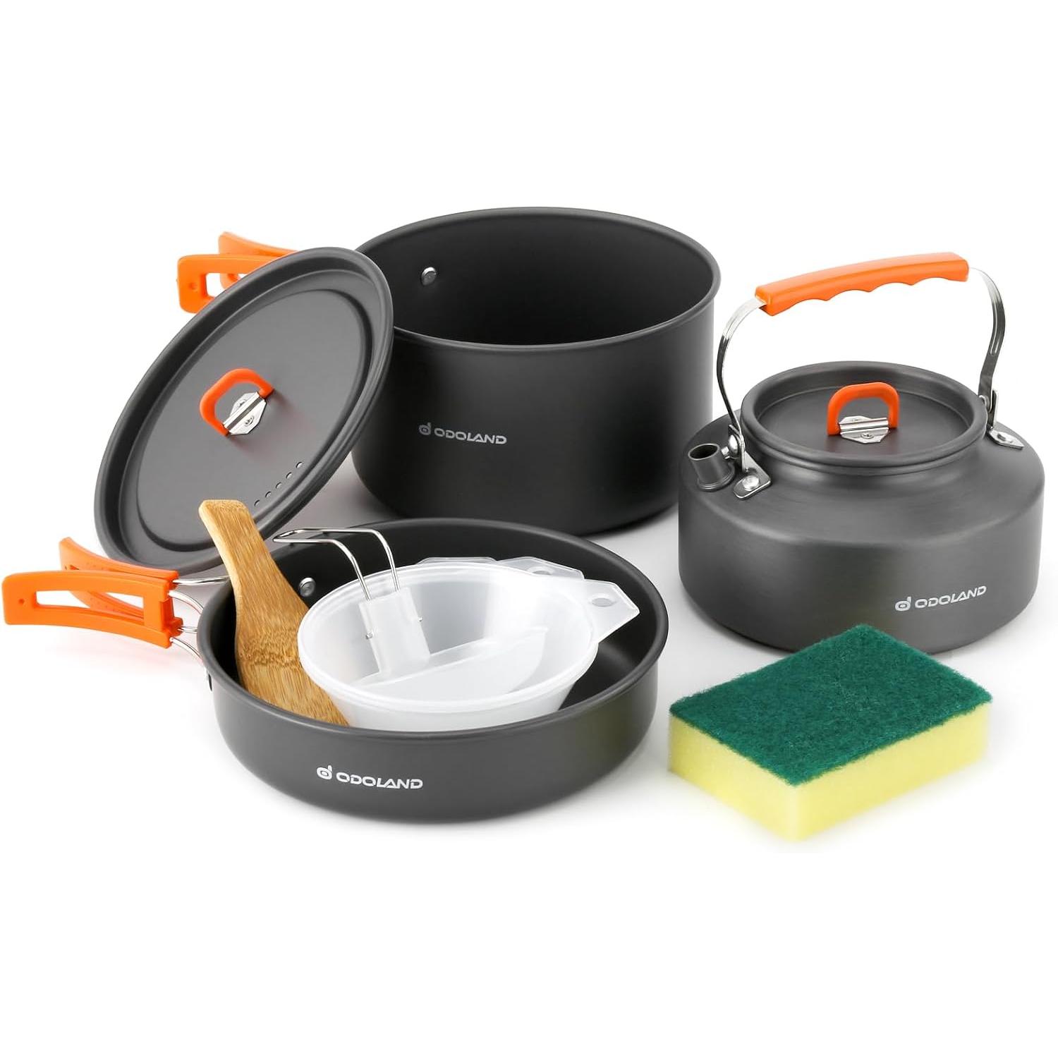 Camping Cooking Trangia - Odoland 10pcs Camping Cookware Camping Pots