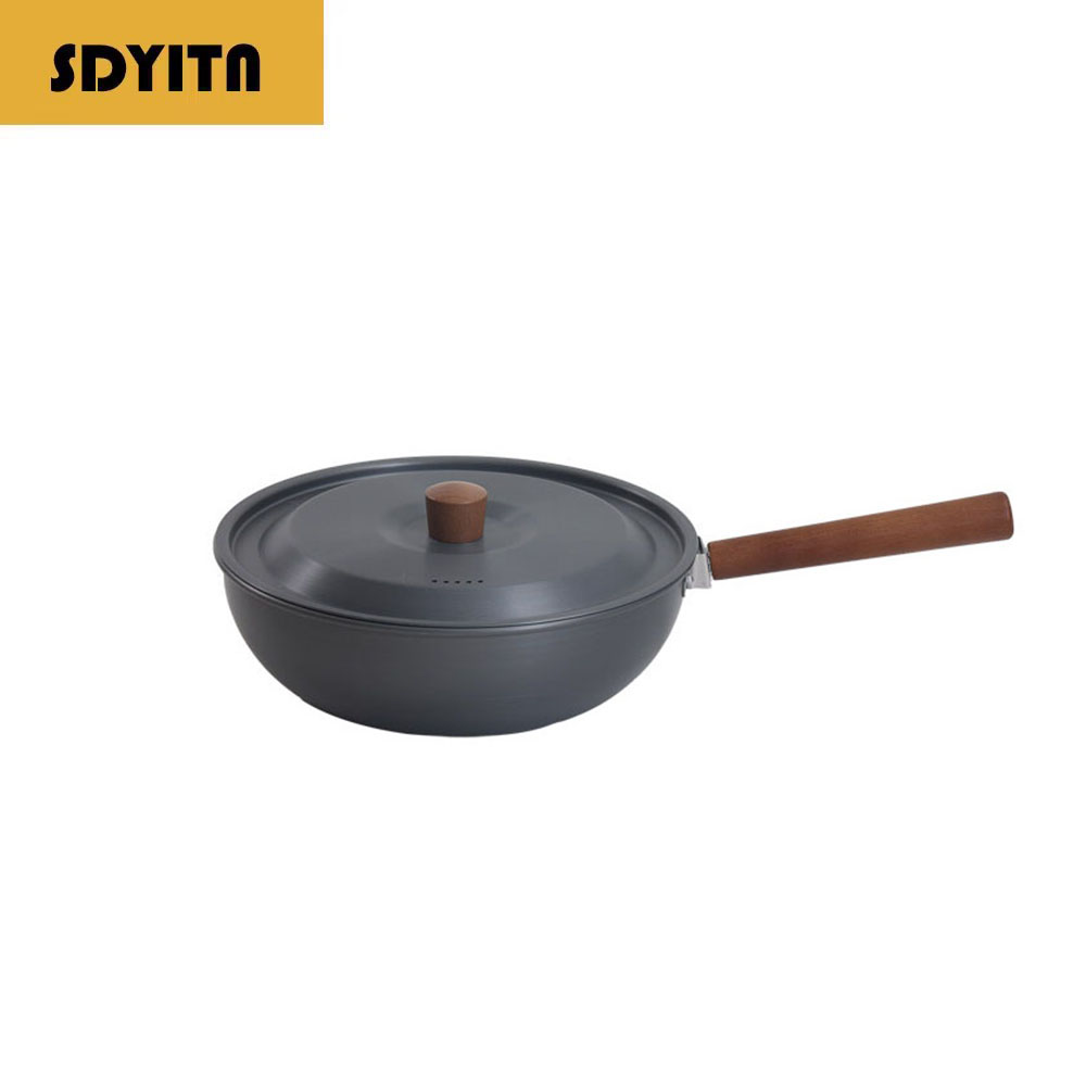 Camping Cooking Set Detachable Handle - Outdoor Aluminum Alloy Wok With Detachable