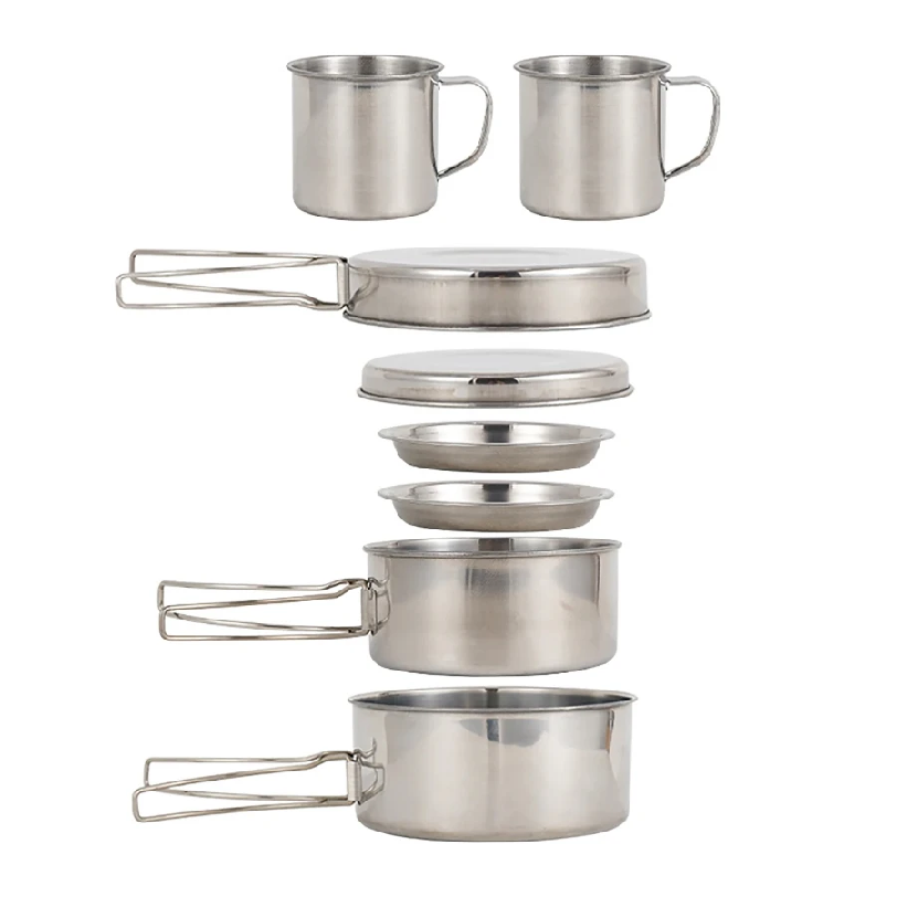 8pcs/Set Camping Cookware Mess - đánh giá và giá Camping Cooking Hardware