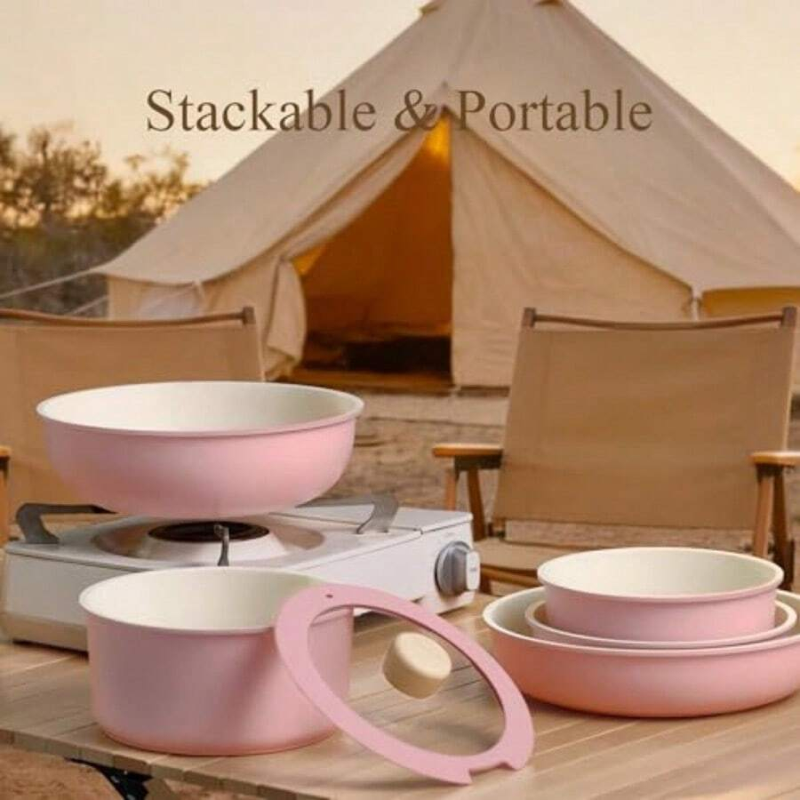 19pcs Pots And Pans Set Non St - đánh giá và giá Camping Cooking Set Detachable Handle