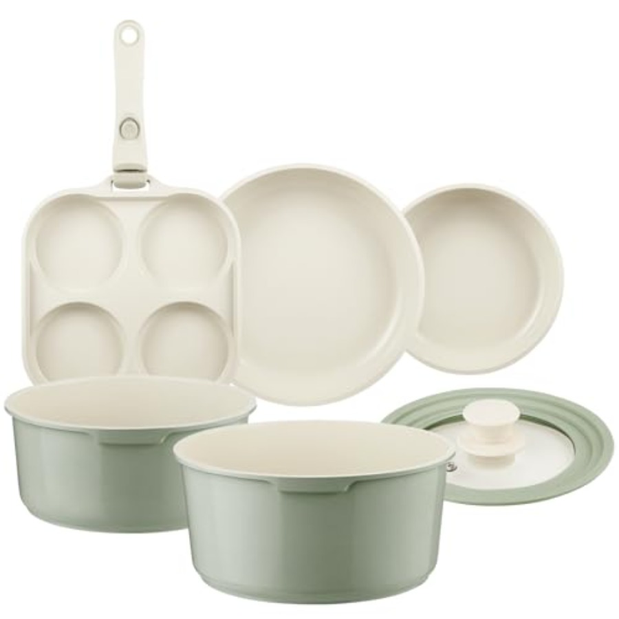 Ceramic Pots and Pans Set Non  - đánh giá và giá Camping Cooking Set Detachable Handle