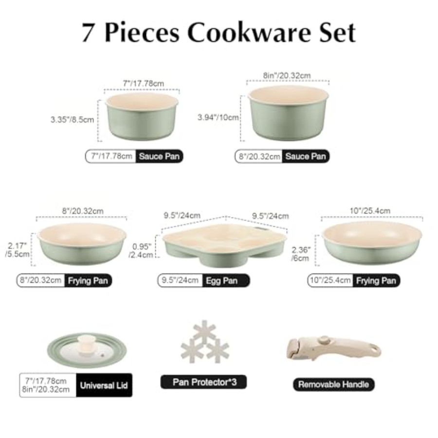 Ceramic Pots and Pans Set Non  - đánh giá và giá Camping Cooking Set Detachable Handle
