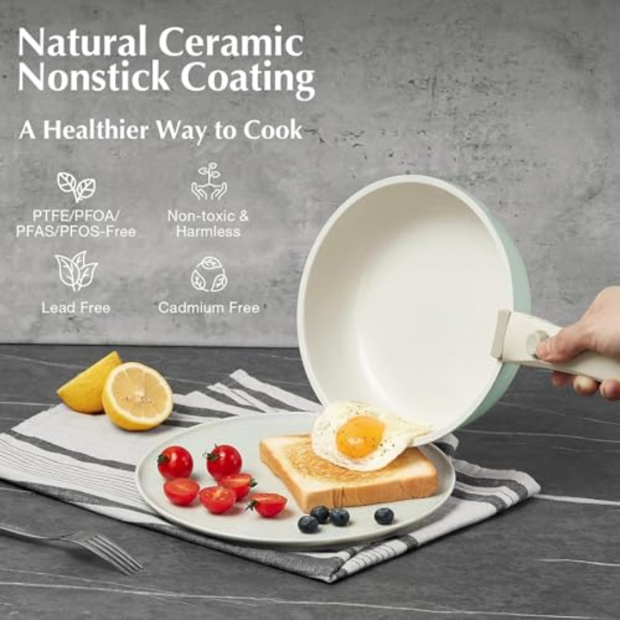 Ceramic Pots and Pans Set Non  - đánh giá và giá Camping Cooking Set Detachable Handle