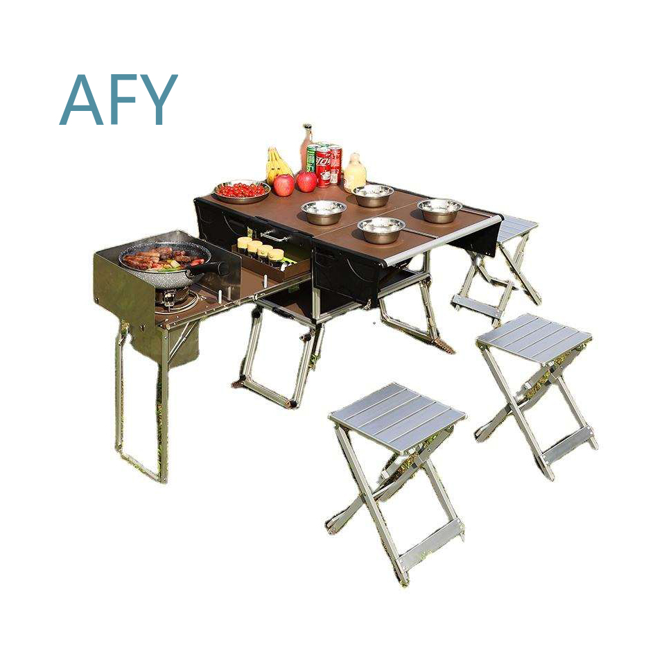 Portable Folding Food Trailer  - đánh giá và giá Camping Cooking Dining Set