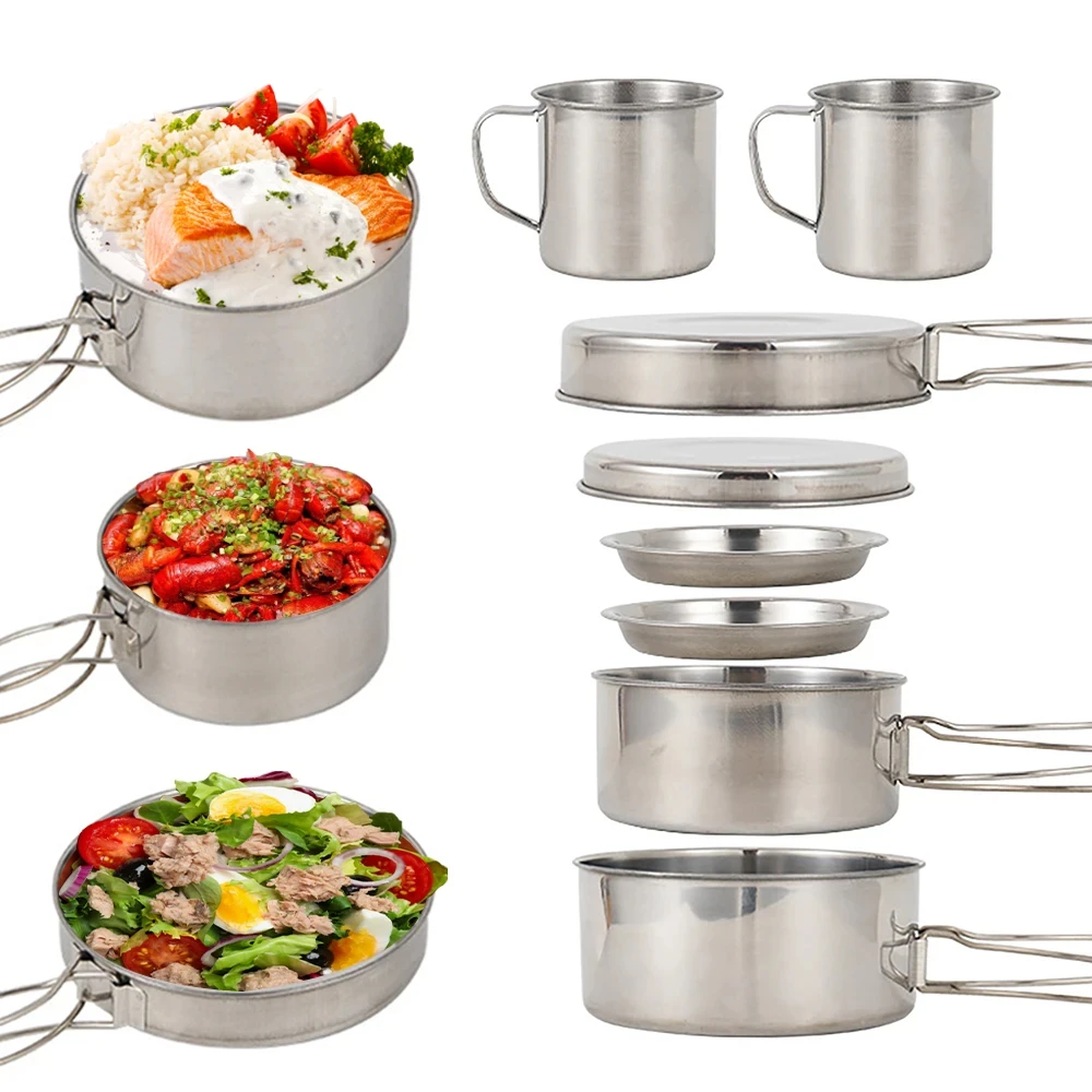 8pcs/Set Camping Cookware Mess - đánh giá và giá Camping Cooking Hardware