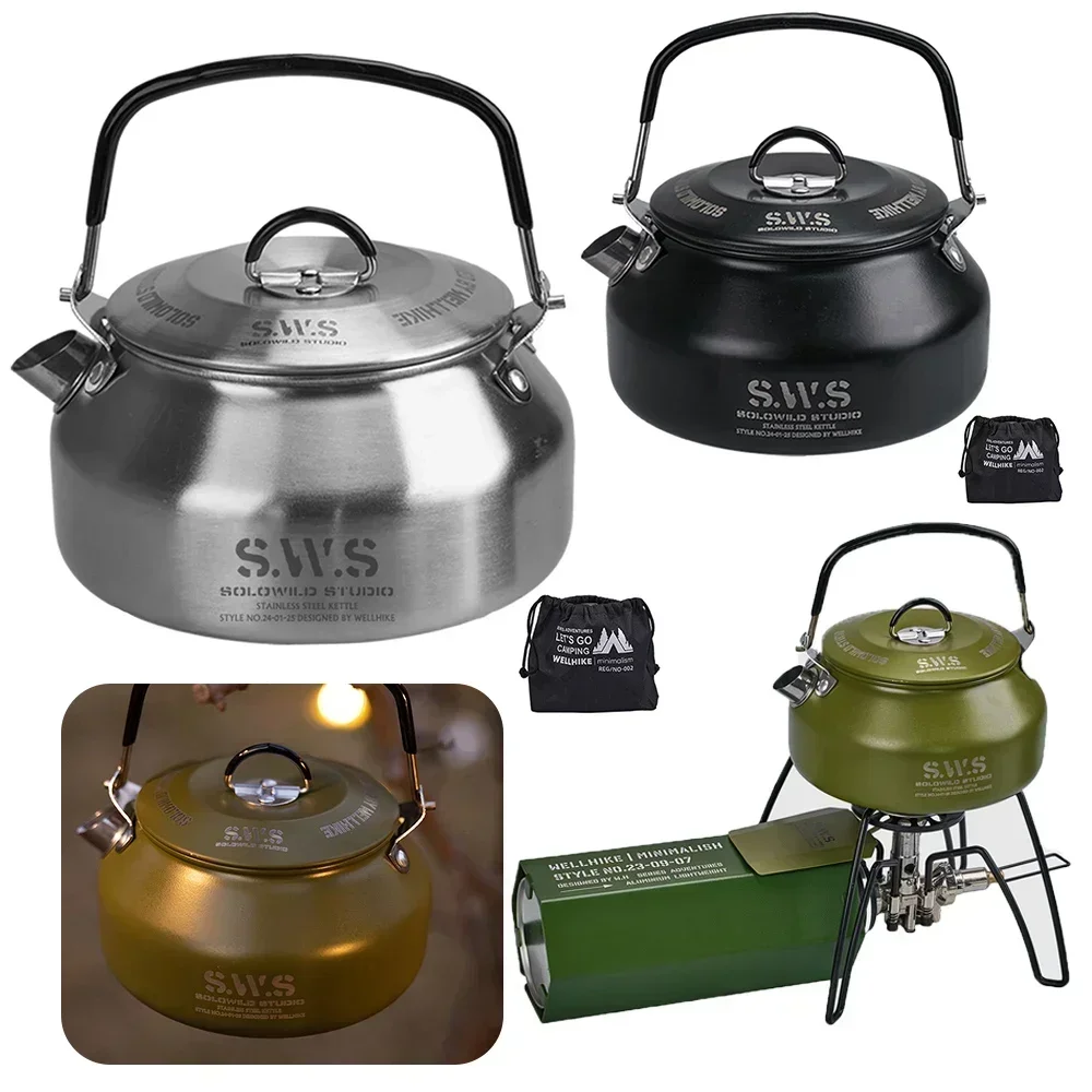 Stainless Steel Kettle 0.8L Po - đánh giá và giá Camping Cooking Books