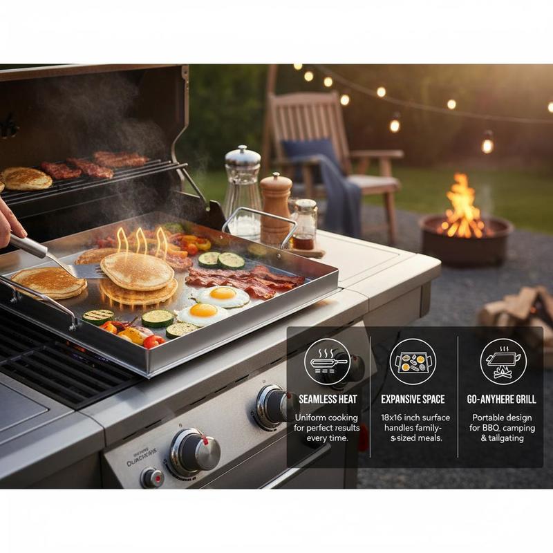 Universal Flat Top Griddle 18x - đánh giá và giá Camping Cooking Handle