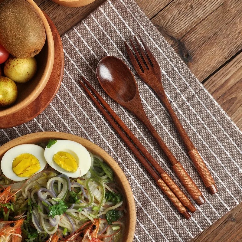 Wooden Dining Set Spoon Chopst - đánh giá và giá Camping Cooking Dining Set