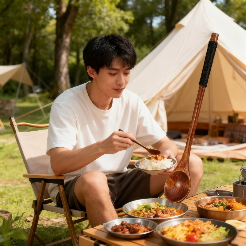 Wooden Dining Set Spoon Chopst - đánh giá và giá Camping Cooking Dining Set