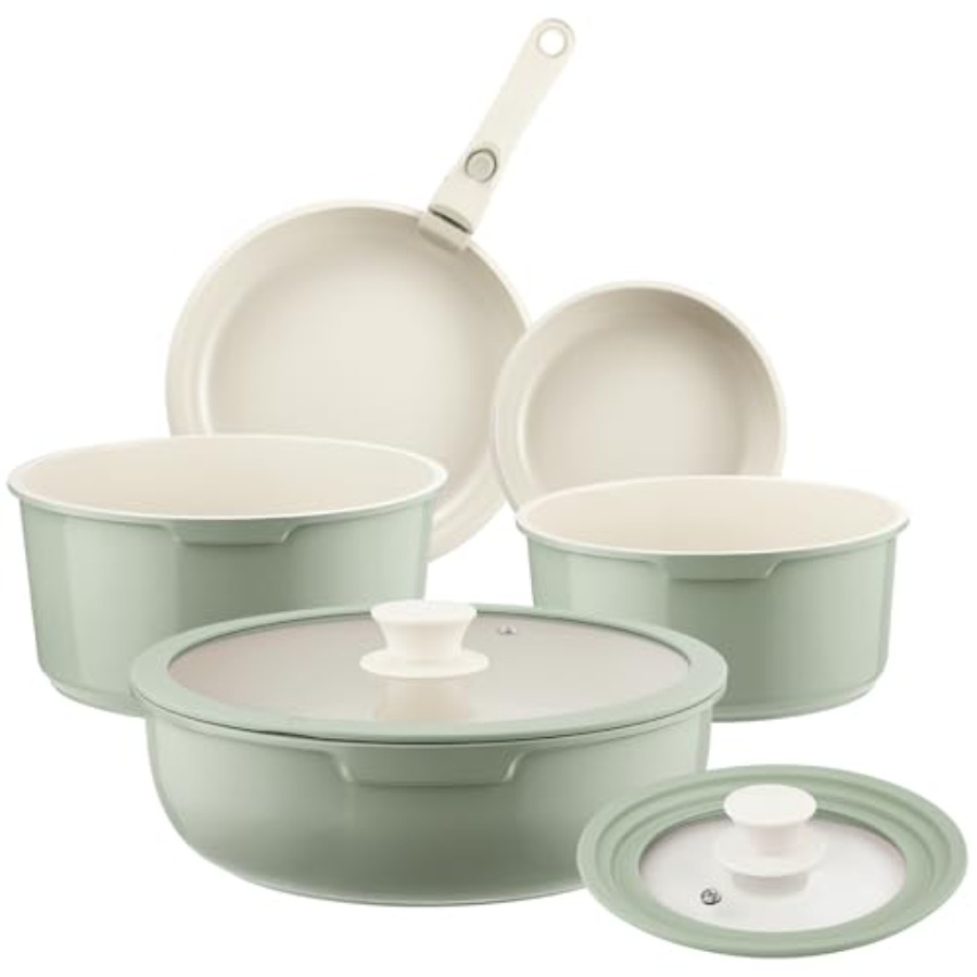 Ceramic Pots and Pans Set Non  - đánh giá và giá Camping Cooking Set Detachable Handle