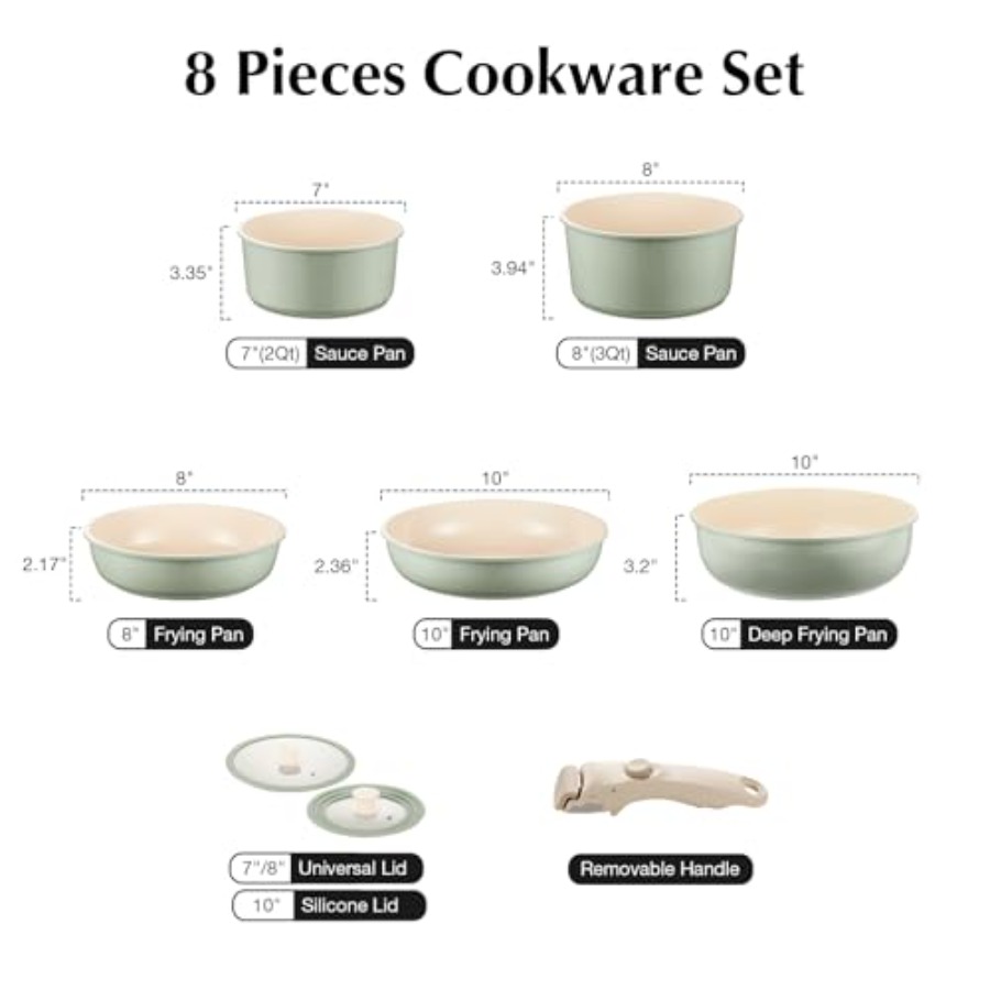 Ceramic Pots and Pans Set Non  - đánh giá và giá Camping Cooking Set Detachable Handle