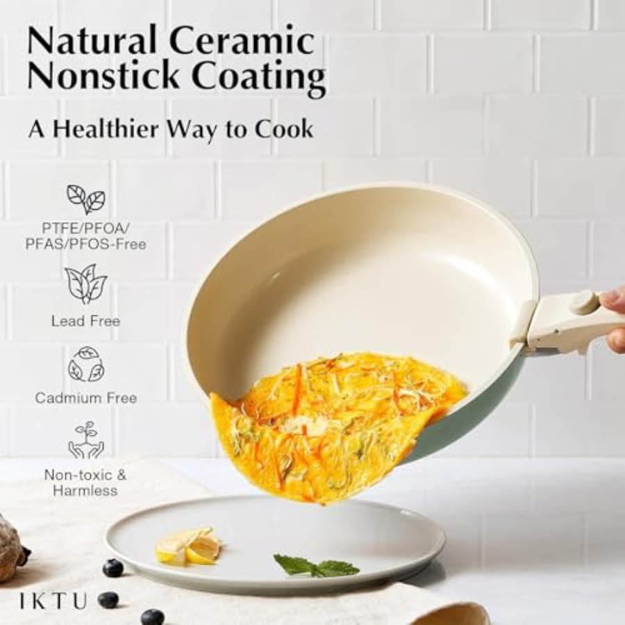 Ceramic Pots and Pans Set Non  - đánh giá và giá Camping Cooking Set Detachable Handle