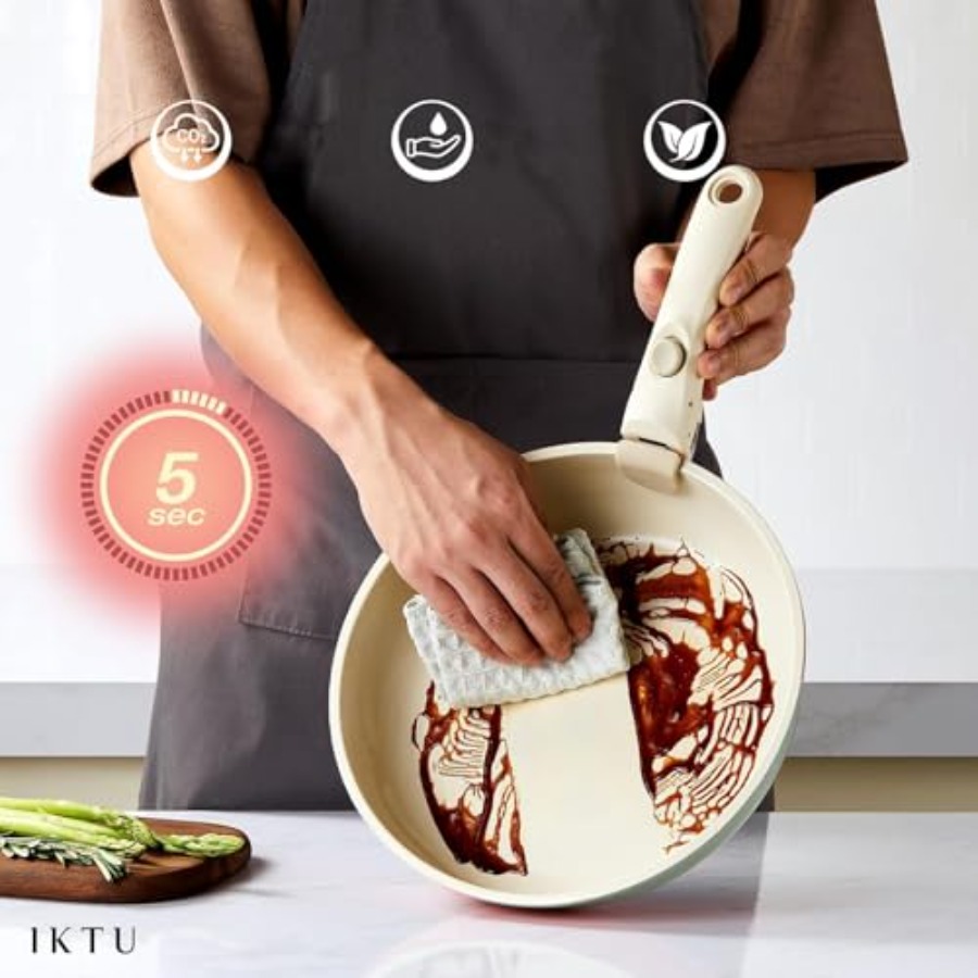 Ceramic Pots and Pans Set Non  - đánh giá và giá Camping Cooking Set Detachable Handle