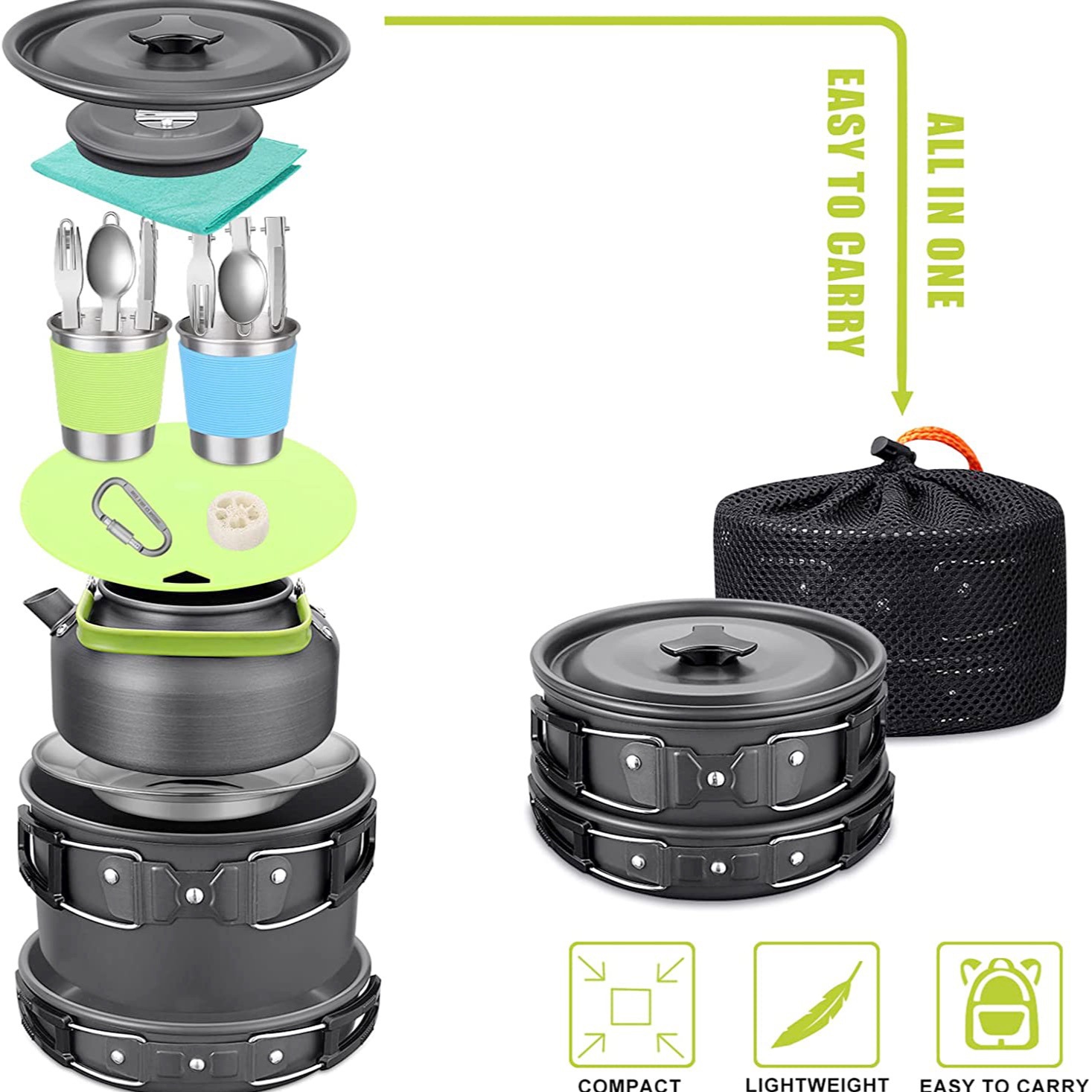 Complete 2-3 Person Camping Co - đánh giá và giá Camping Cooking Pots And Pans