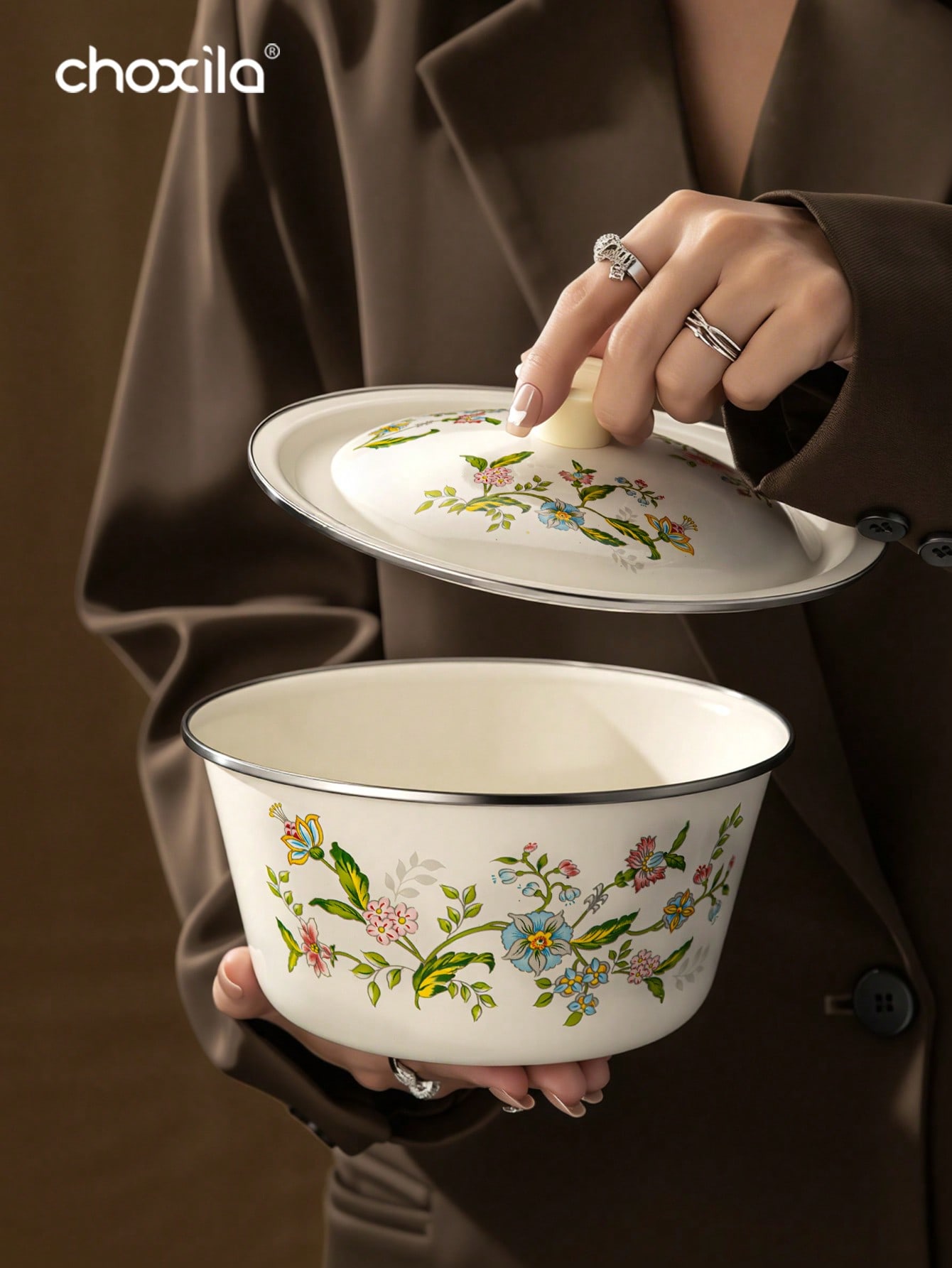 1pc Enamel-Patterned Rice Bowl - đánh giá và giá Camping Cooking Materials