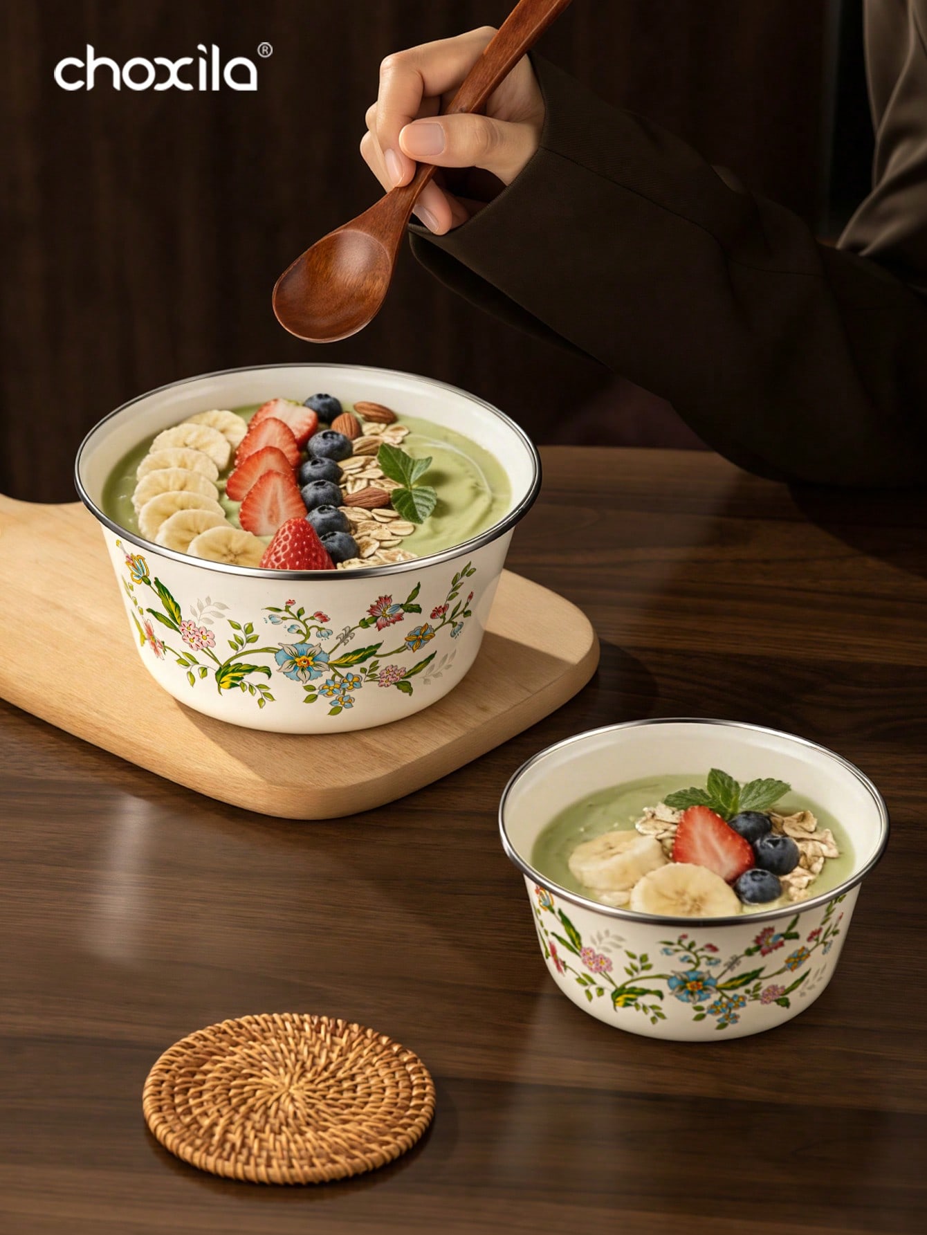 1pc Enamel-Patterned Rice Bowl - đánh giá và giá Camping Cooking Materials