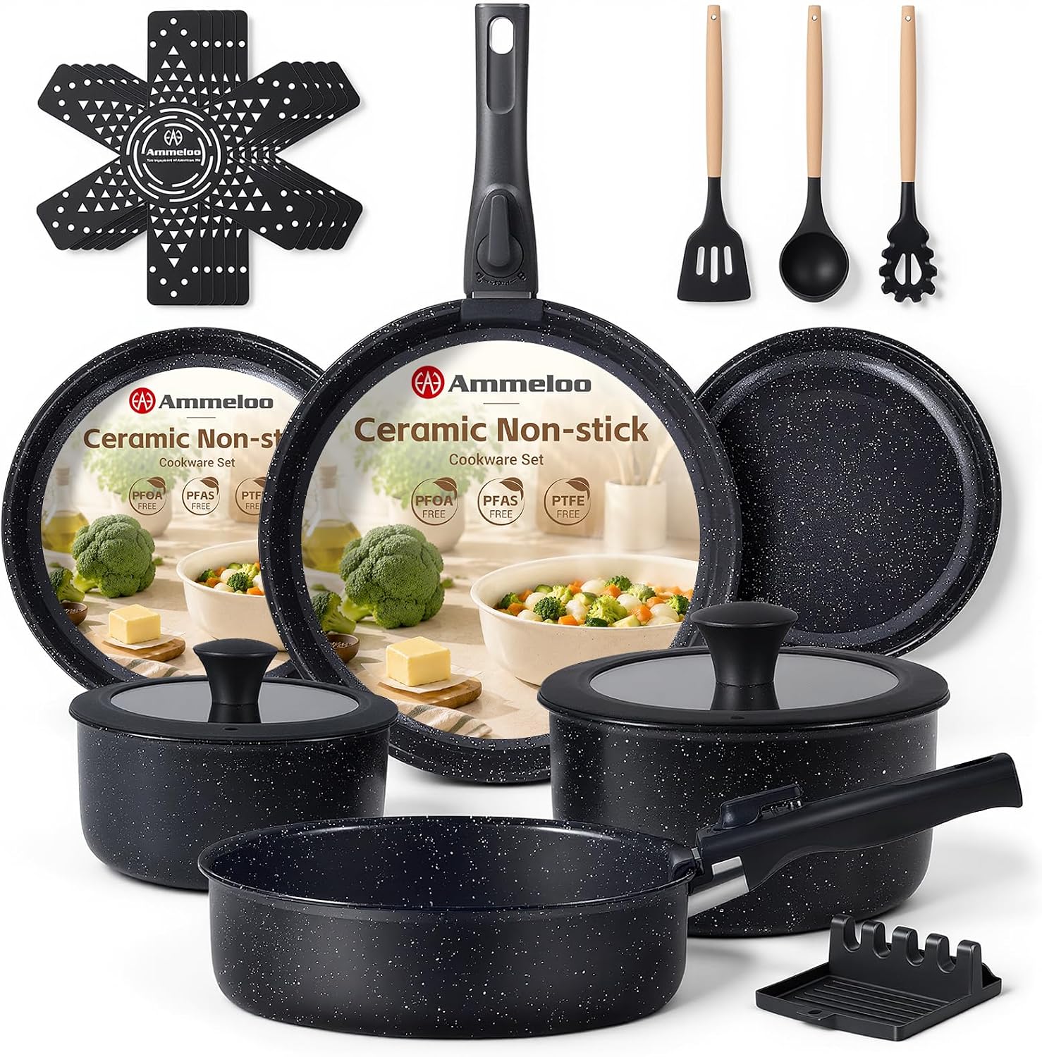 21 Pieces Nonstick Pots Pans S - đánh giá và giá Camping Cooking Set Detachable Handle
