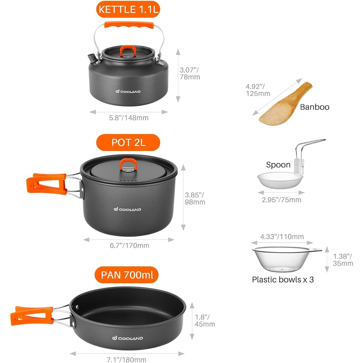 Odoland 10pcs Camping Cookware - đánh giá và giá Camping Cooking Trangia