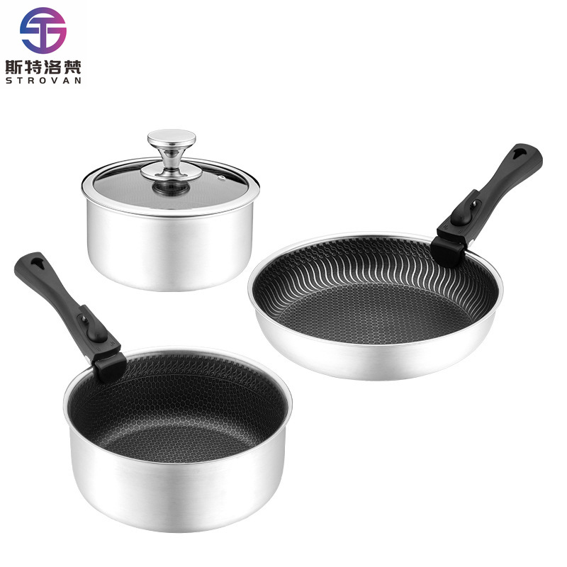 6 Pcs 3-ply Stainless Steel Co - đánh giá và giá Camping Cooking Set Detachable Handle