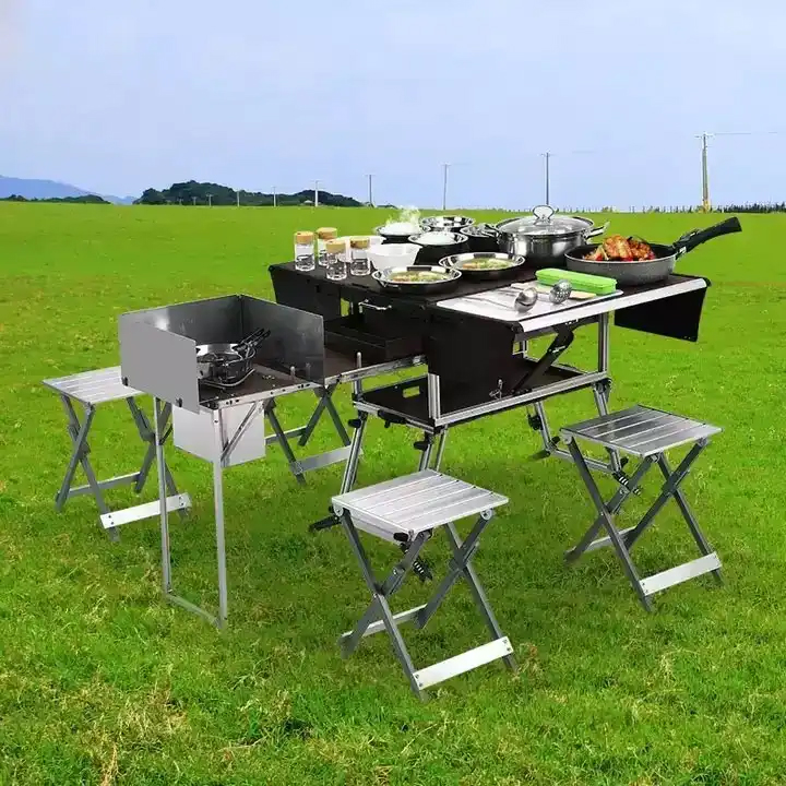 Portable Outdoor Folding Food  - đánh giá và giá Camping Cooking Dining Set