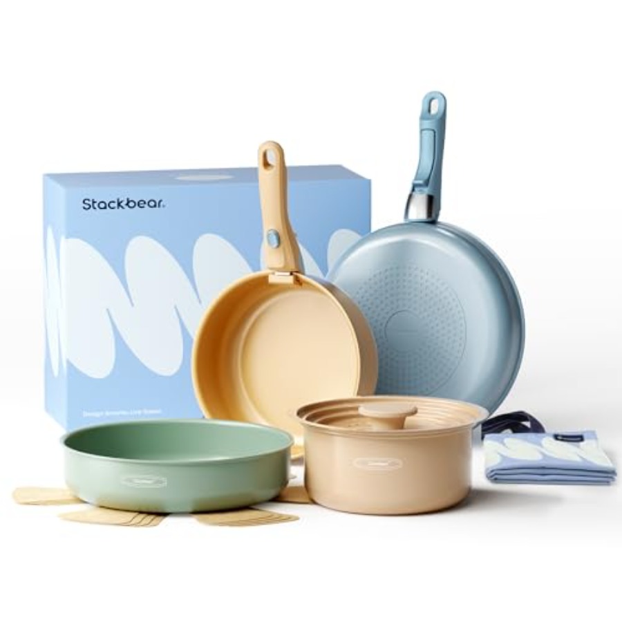 Ceramic Cookware Set, Detachab - đánh giá và giá Camping Cooking Set Detachable Handle