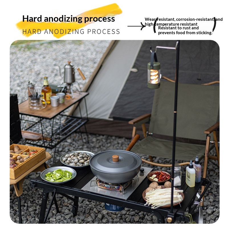 Outdoor Aluminum Alloy Wok Wit - đánh giá và giá Camping Cooking Set Detachable Handle