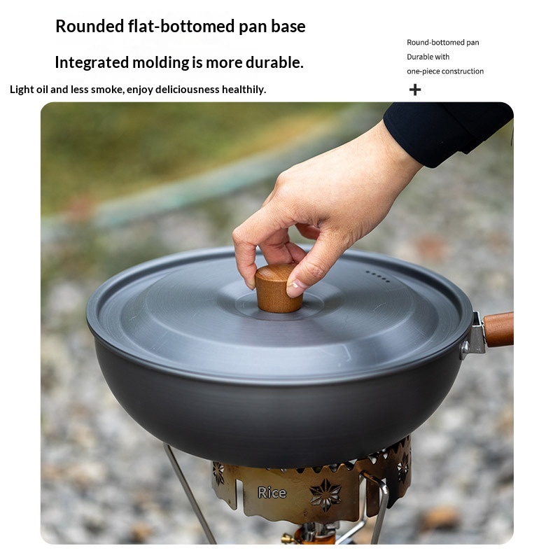 Outdoor Aluminum Alloy Wok Wit - đánh giá và giá Camping Cooking Set Detachable Handle