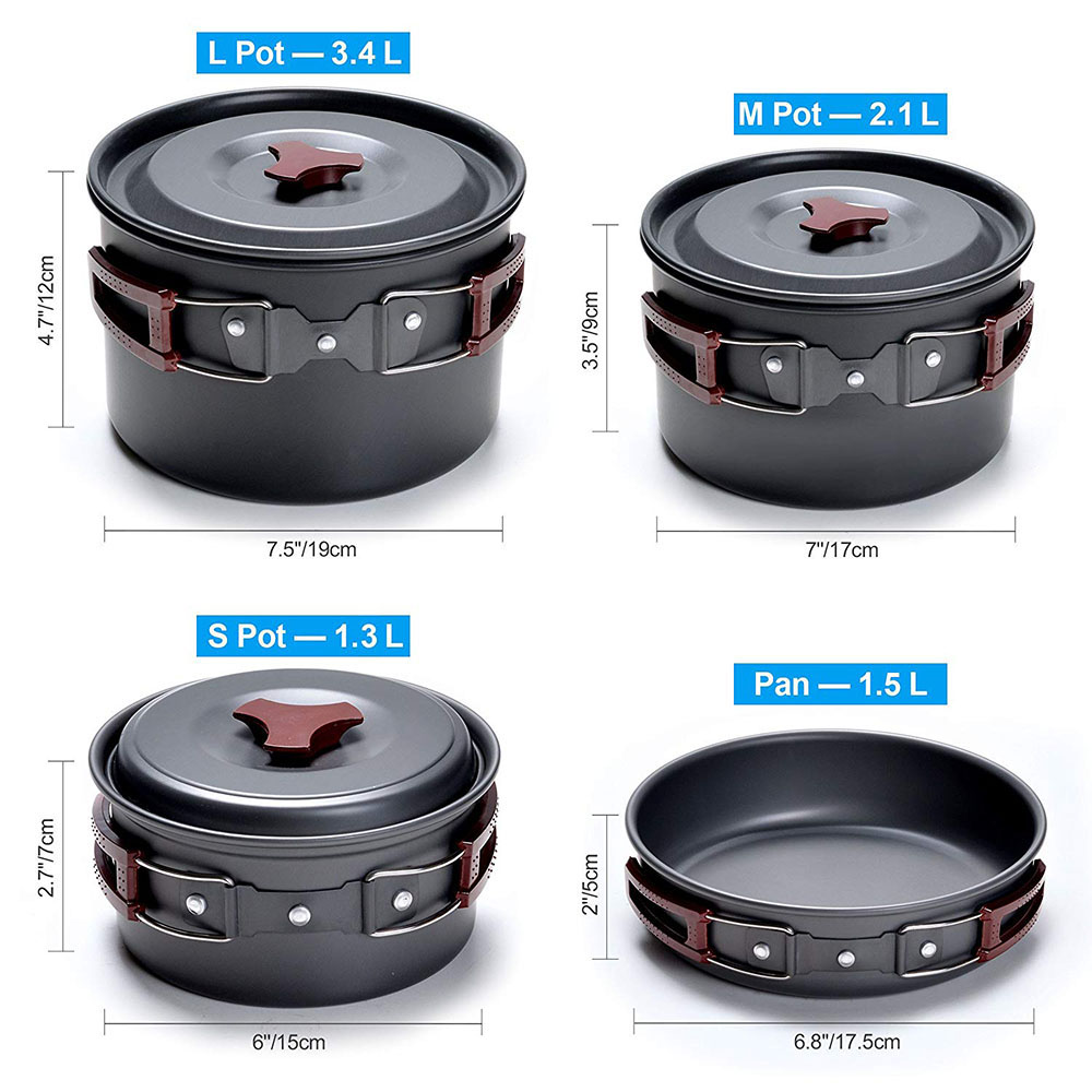 Outdoor Camping Cookware Kit N - đánh giá và giá Camping Cooking Pots And Pans