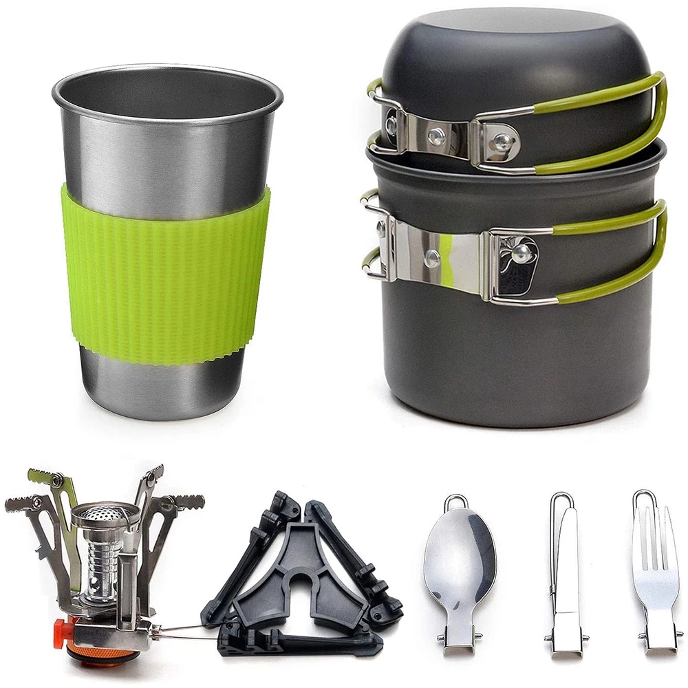 Camping Cookware Kit with Stov - đánh giá và giá Camping Cooking Hardware