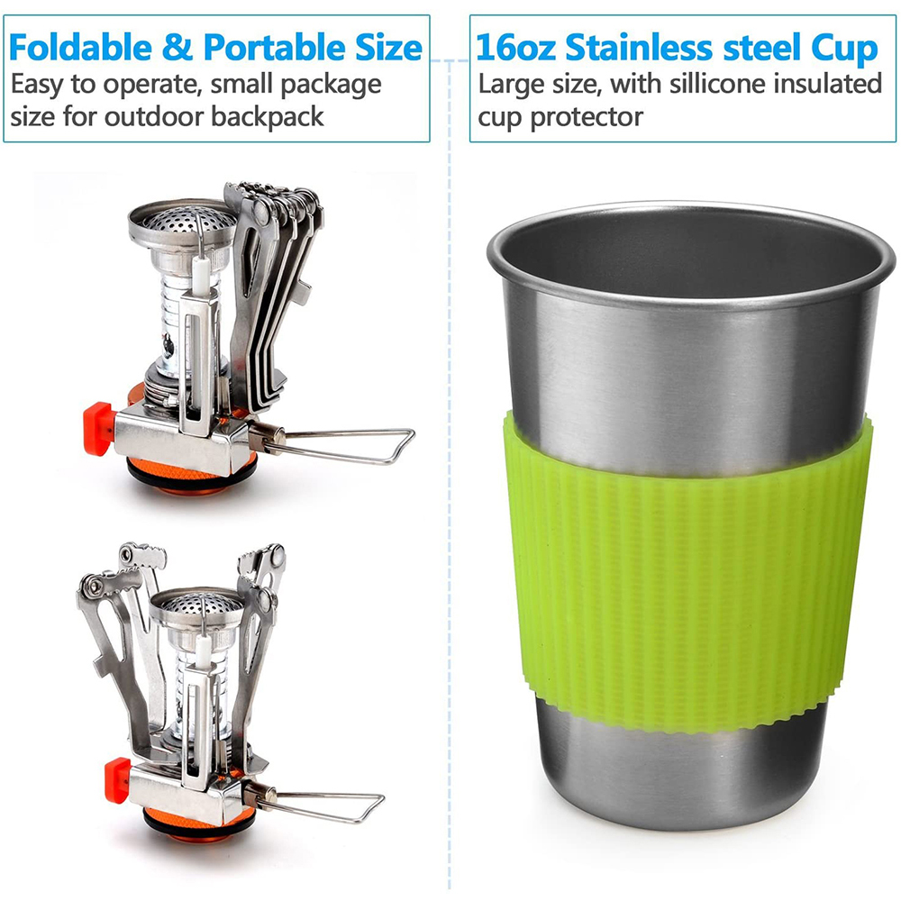 Camping Cookware Kit with Stov - đánh giá và giá Camping Cooking Hardware
